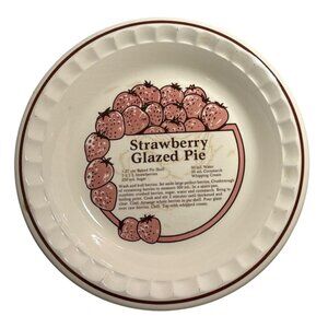 Strawberry Glazed Pie Recipe Pie Plate Ceramic C. E. Springer 10.5 " Korea